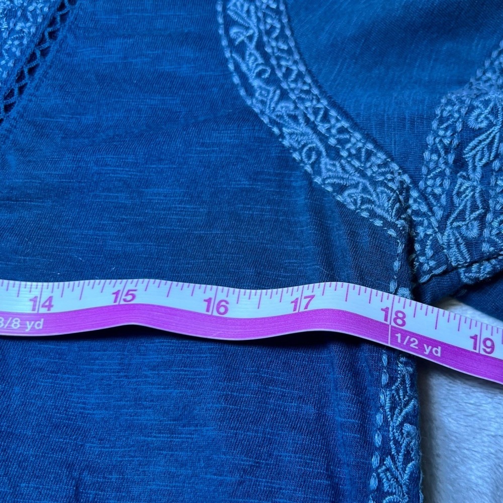 Sundance Womens Size Small Blue Embroidered Beaded Top Boho Blouse Lace Trim - Picture 9 of 12